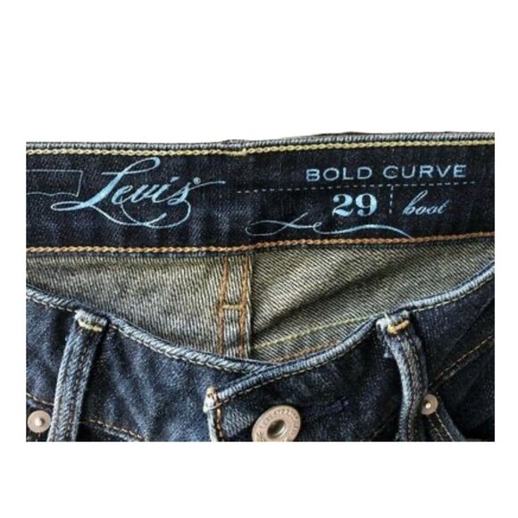 Levi’s Women's Bold Curve Bootcut Jeans 29x30 Dark Wash Denim Mid-Rise - Picture 2 of 5